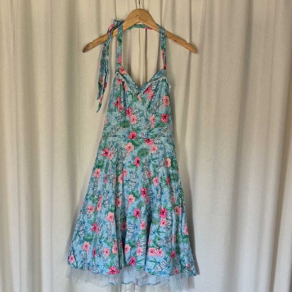 Tiki Floral Halter Hibiscus Dress